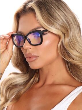 Fashion Nova Black Square Blue-Light Blocking Glasses